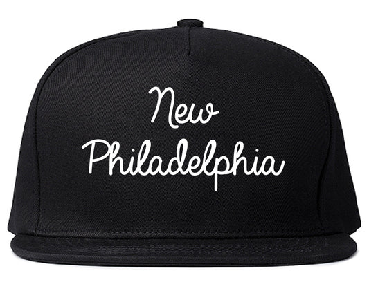 New Philadelphia Ohio OH Script Mens Snapback Hat Black