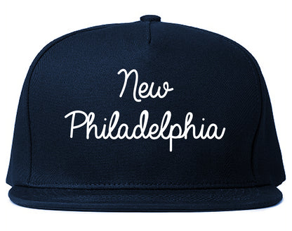 New Philadelphia Ohio OH Script Mens Snapback Hat Navy Blue