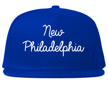 New Philadelphia Ohio OH Script Mens Snapback Hat Royal Blue
