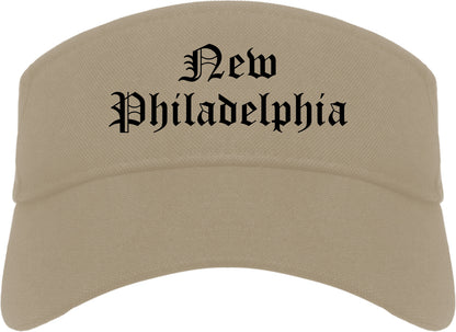 New Philadelphia Ohio OH Old English Mens Visor Cap Hat Khaki