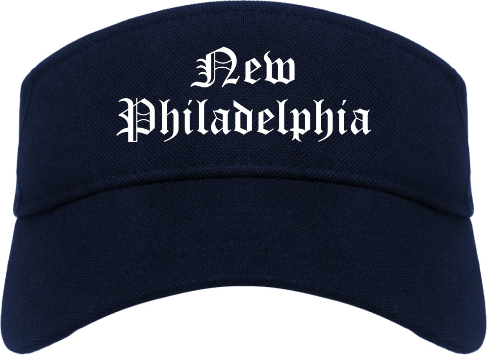 New Philadelphia Ohio OH Old English Mens Visor Cap Hat Navy Blue