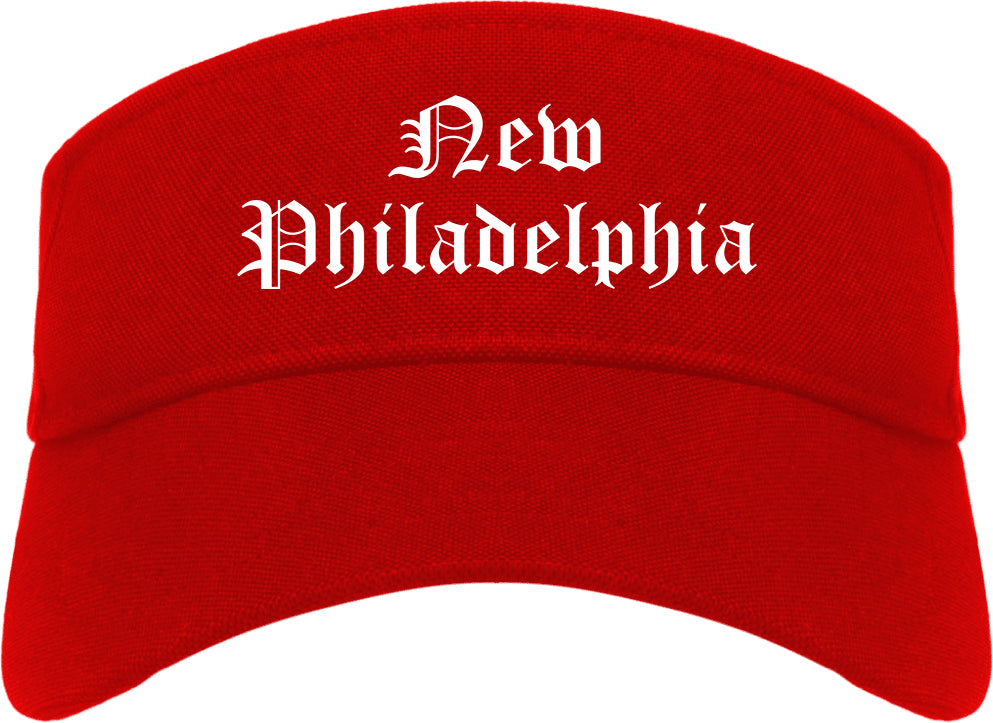 New Philadelphia Ohio OH Old English Mens Visor Cap Hat Red