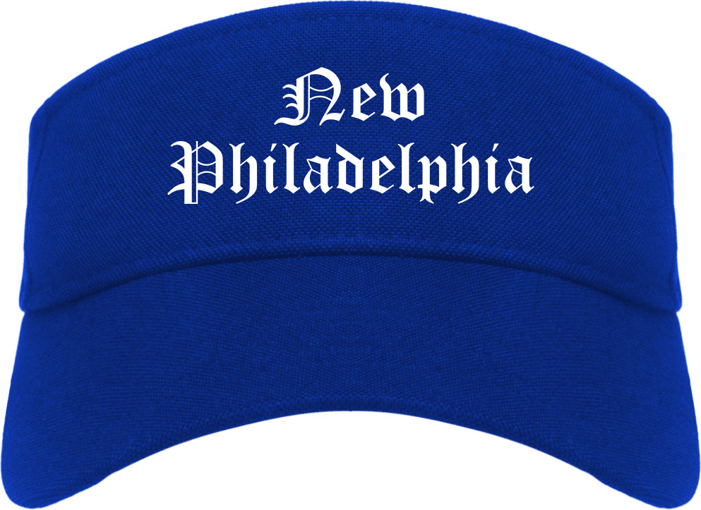 New Philadelphia Ohio OH Old English Mens Visor Cap Hat Royal Blue