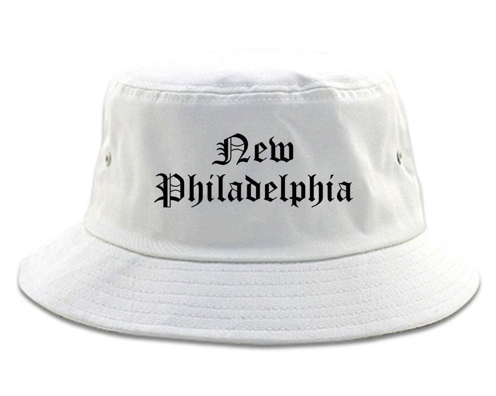 New Philadelphia Ohio OH Old English Mens Bucket Hat White