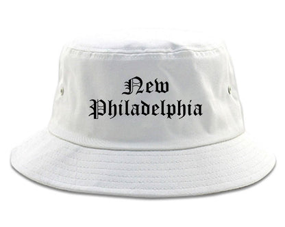 New Philadelphia Ohio OH Old English Mens Bucket Hat White
