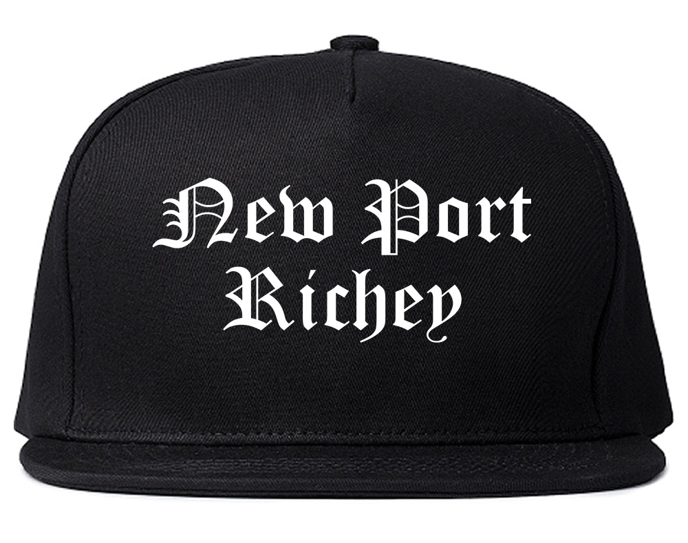 New Port Richey Florida FL Old English Mens Snapback Hat Black
