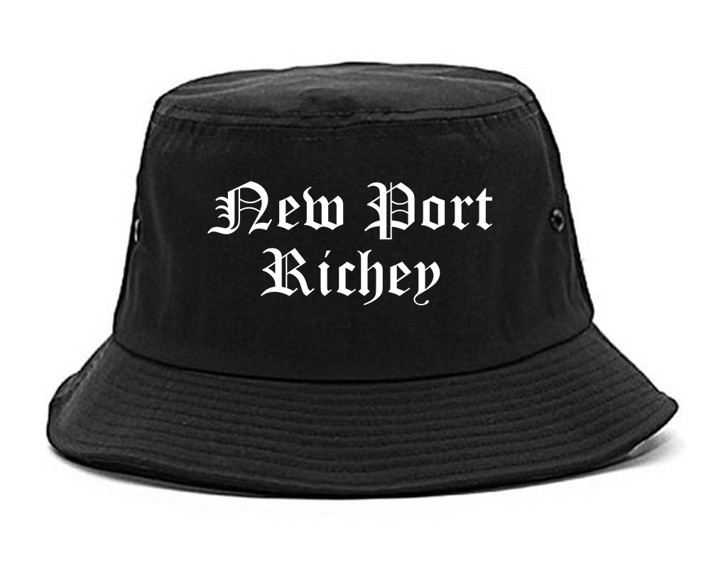New Port Richey Florida FL Old English Mens Bucket Hat Black