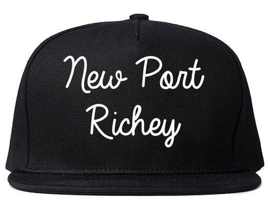 New Port Richey Florida FL Script Mens Snapback Hat Black