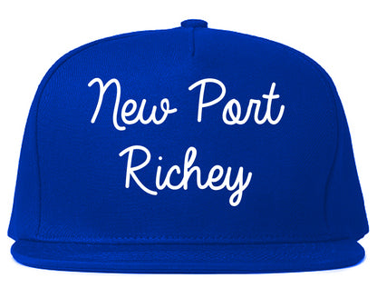 New Port Richey Florida FL Script Mens Snapback Hat Royal Blue
