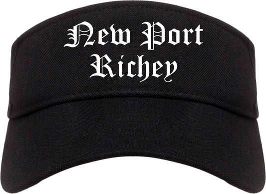 New Port Richey Florida FL Old English Mens Visor Cap Hat Black
