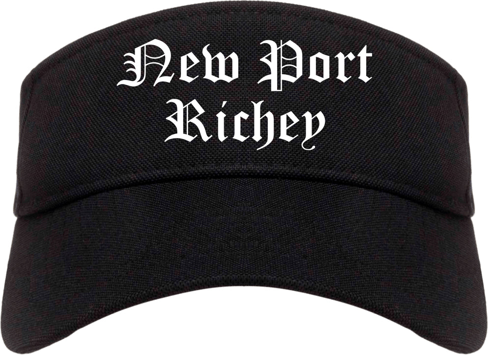 New Port Richey Florida FL Old English Mens Visor Cap Hat Black