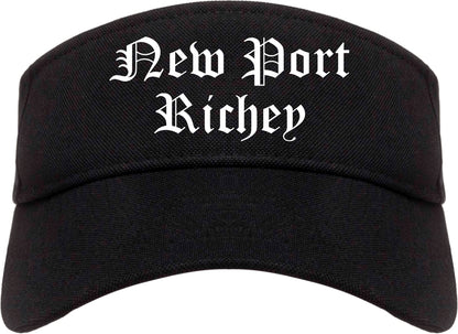 New Port Richey Florida FL Old English Mens Visor Cap Hat Black