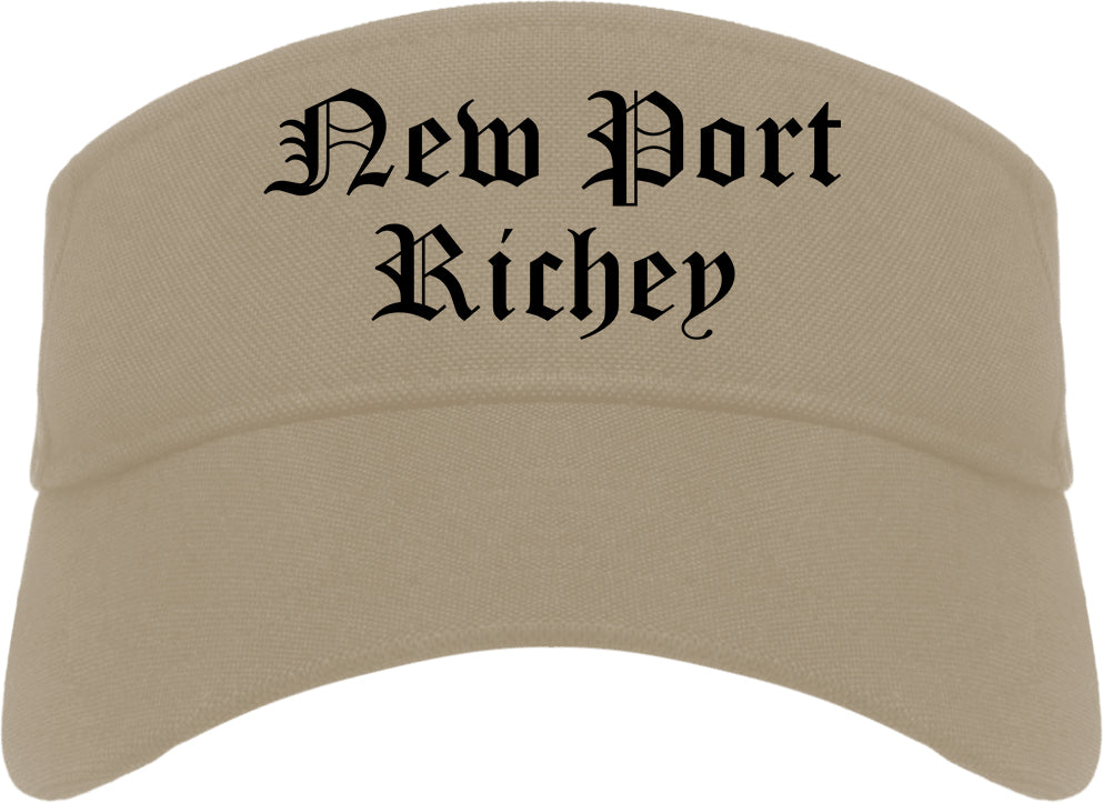 New Port Richey Florida FL Old English Mens Visor Cap Hat Khaki
