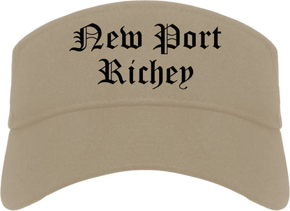 New Port Richey Florida FL Old English Mens Visor Cap Hat Khaki