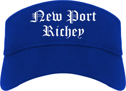 New Port Richey Florida FL Old English Mens Visor Cap Hat Royal Blue
