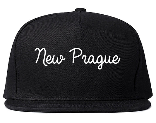 New Prague Minnesota MN Script Mens Snapback Hat Black