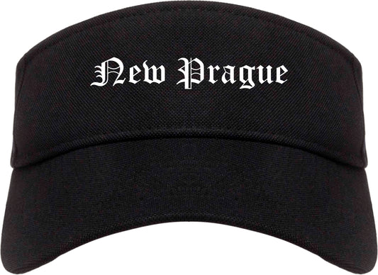 New Prague Minnesota MN Old English Mens Visor Cap Hat Black
