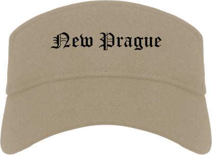 New Prague Minnesota MN Old English Mens Visor Cap Hat Khaki