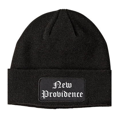 New Providence New Jersey NJ Old English Mens Knit Beanie Hat Cap Black