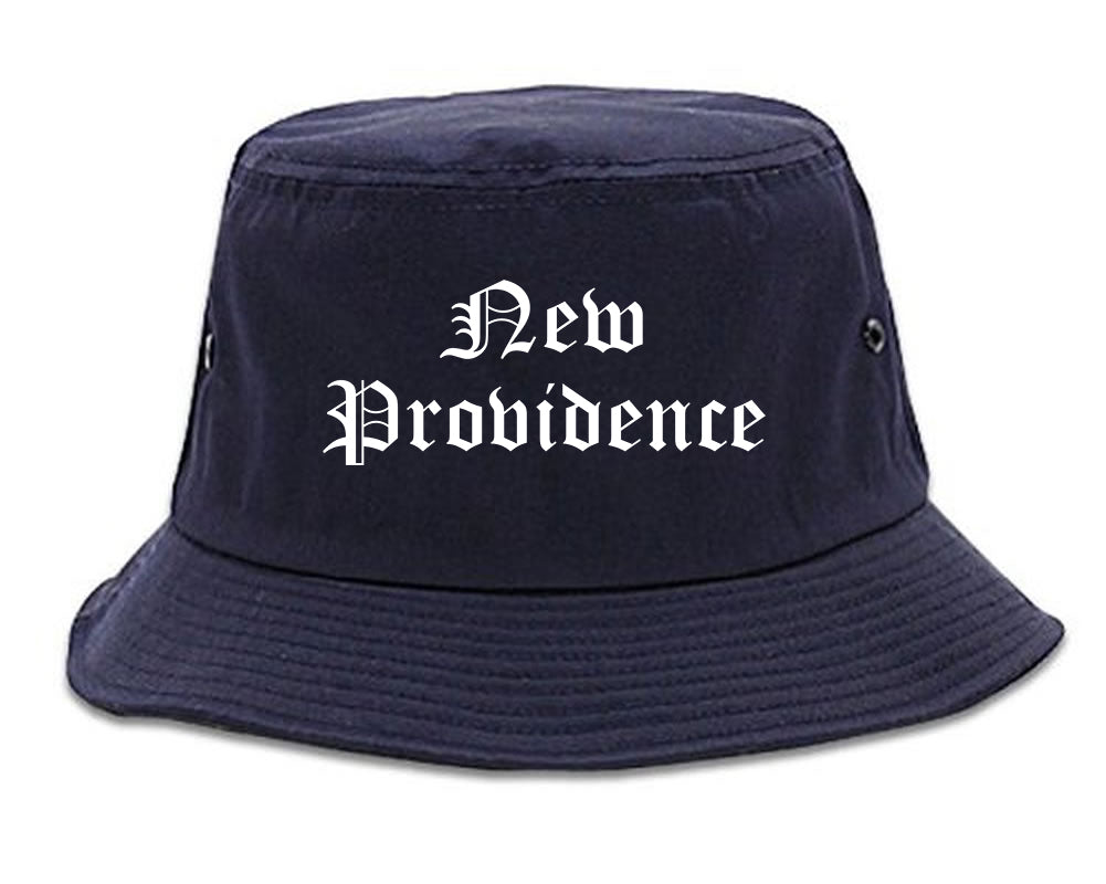New Providence New Jersey NJ Old English Mens Bucket Hat Navy Blue