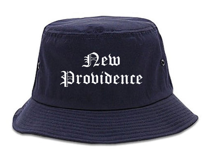 New Providence New Jersey NJ Old English Mens Bucket Hat Navy Blue