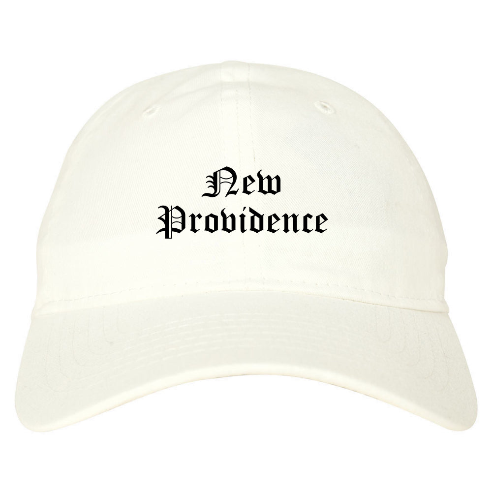 New Providence New Jersey NJ Old English Mens Dad Hat Baseball Cap White