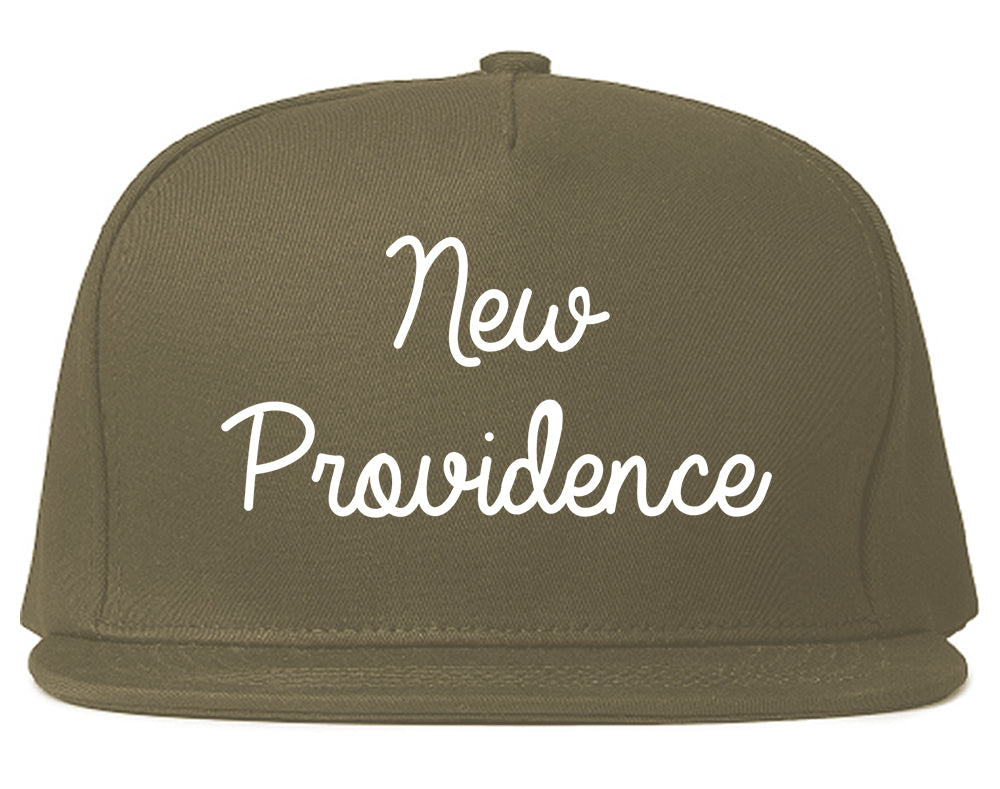 New Providence New Jersey NJ Script Mens Snapback Hat Grey