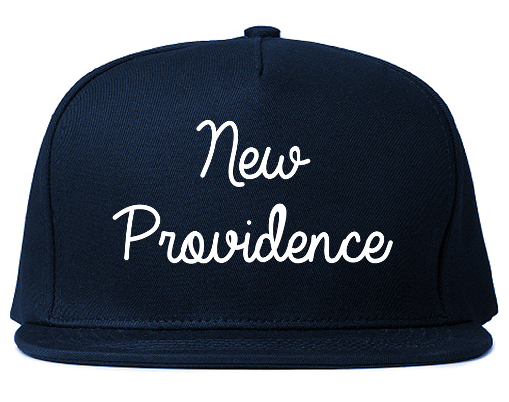 New Providence New Jersey NJ Script Mens Snapback Hat Navy Blue