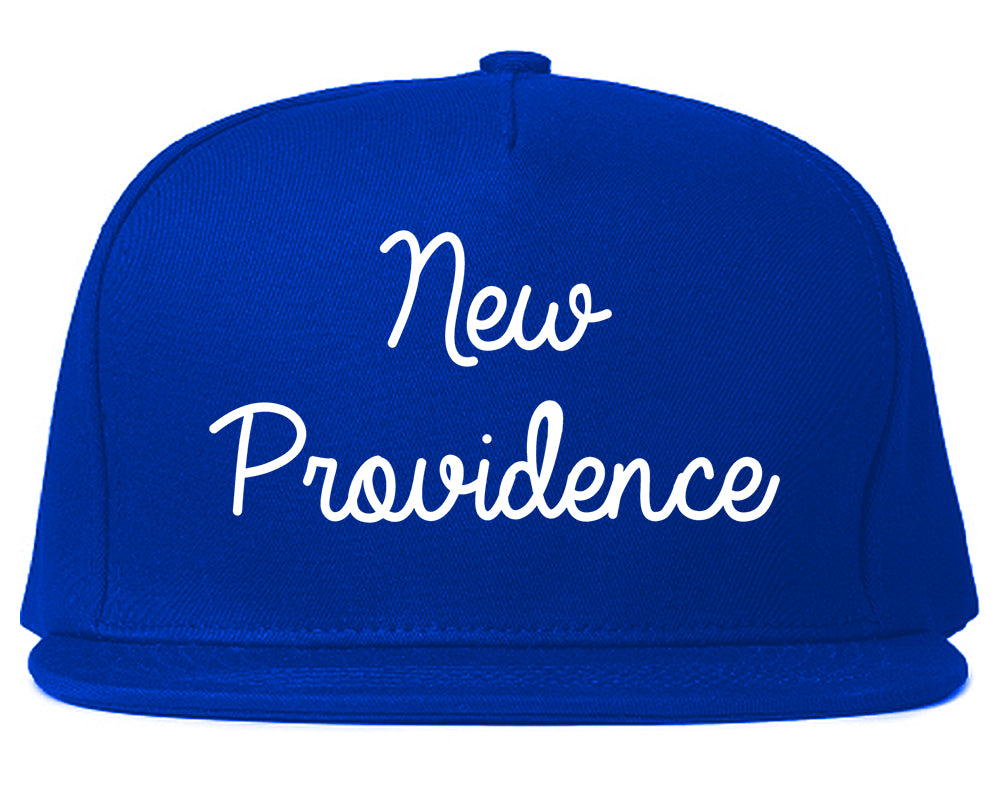 New Providence New Jersey NJ Script Mens Snapback Hat Royal Blue