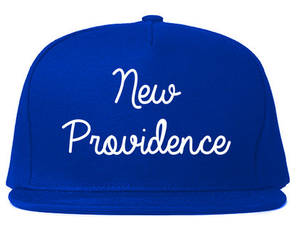 New Providence New Jersey NJ Script Mens Snapback Hat Royal Blue