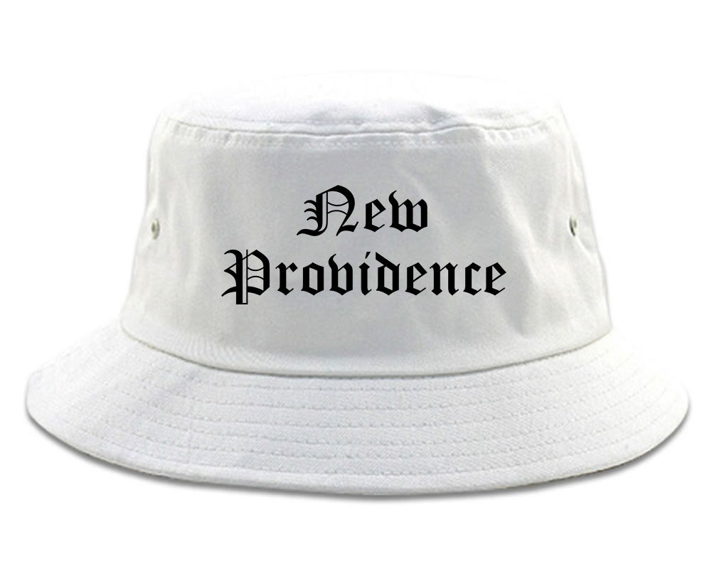 New Providence New Jersey NJ Old English Mens Bucket Hat White