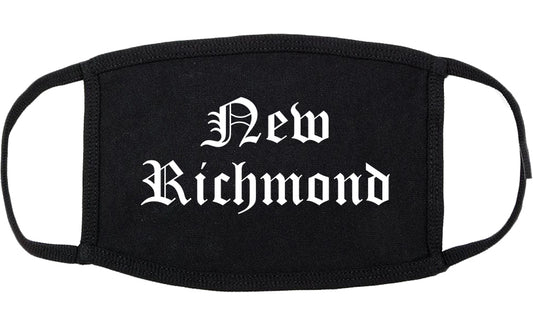 New Richmond Wisconsin WI Old English Cotton Face Mask Black