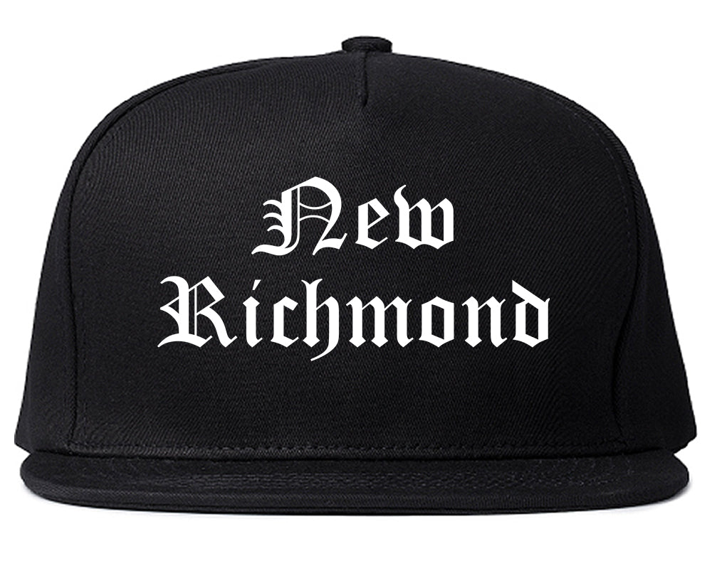 New Richmond Wisconsin WI Old English Mens Snapback Hat Black