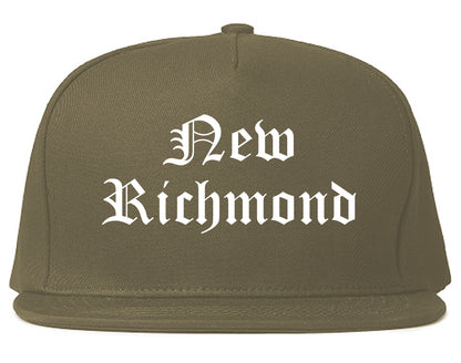 New Richmond Wisconsin WI Old English Mens Snapback Hat Grey