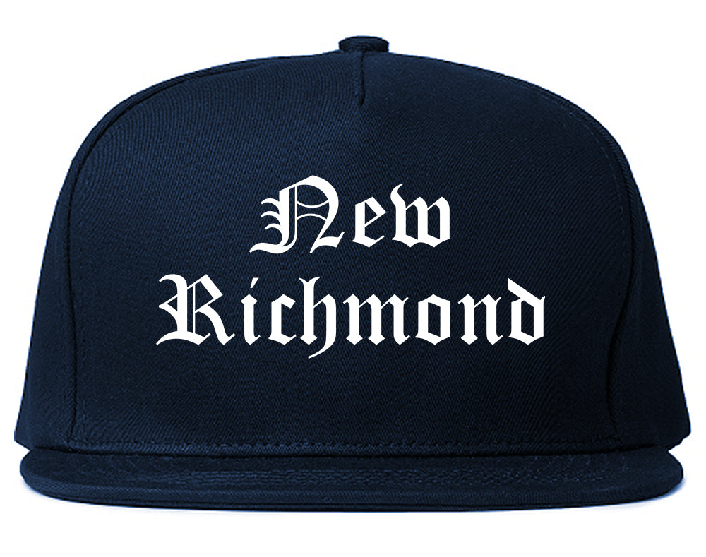 New Richmond Wisconsin WI Old English Mens Snapback Hat Navy Blue