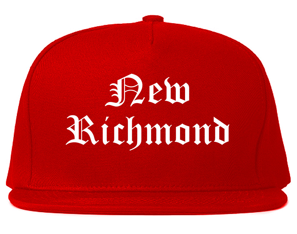 New Richmond Wisconsin WI Old English Mens Snapback Hat Red