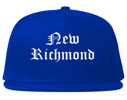 New Richmond Wisconsin WI Old English Mens Snapback Hat Royal Blue