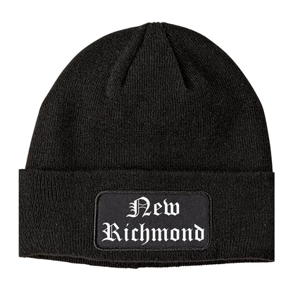 New Richmond Wisconsin WI Old English Mens Knit Beanie Hat Cap Black
