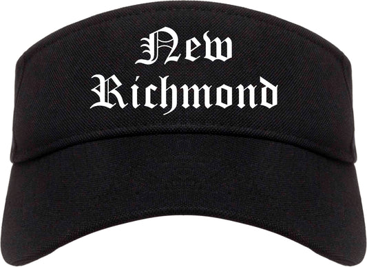New Richmond Wisconsin WI Old English Mens Visor Cap Hat Black