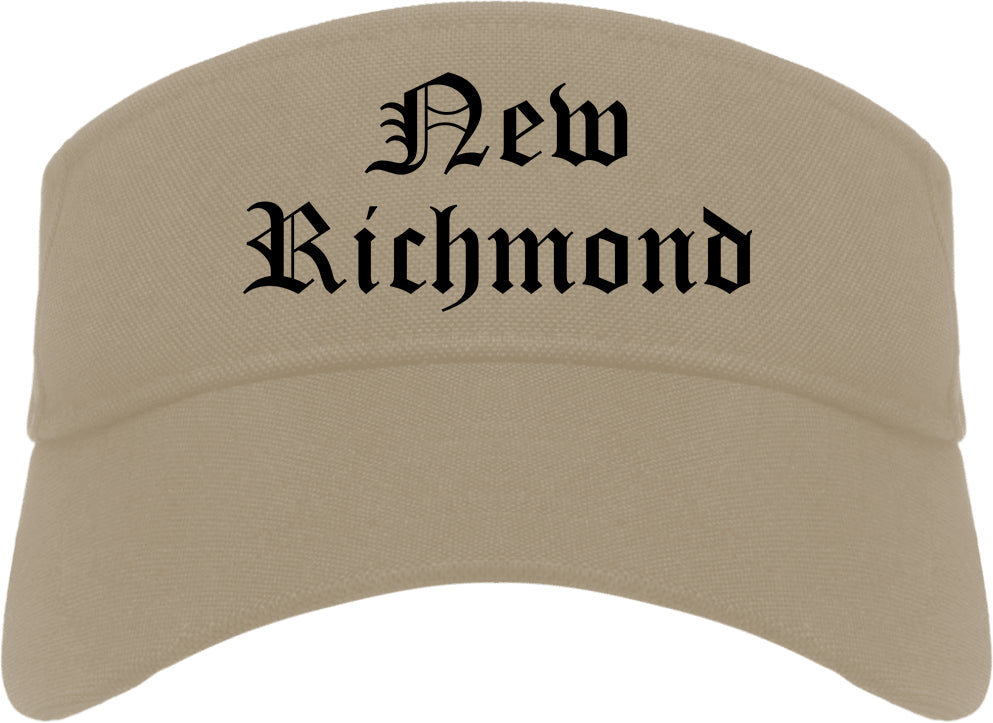New Richmond Wisconsin WI Old English Mens Visor Cap Hat Khaki