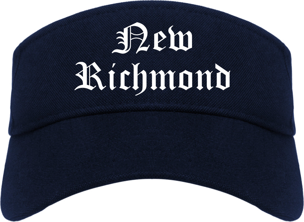 New Richmond Wisconsin WI Old English Mens Visor Cap Hat Navy Blue