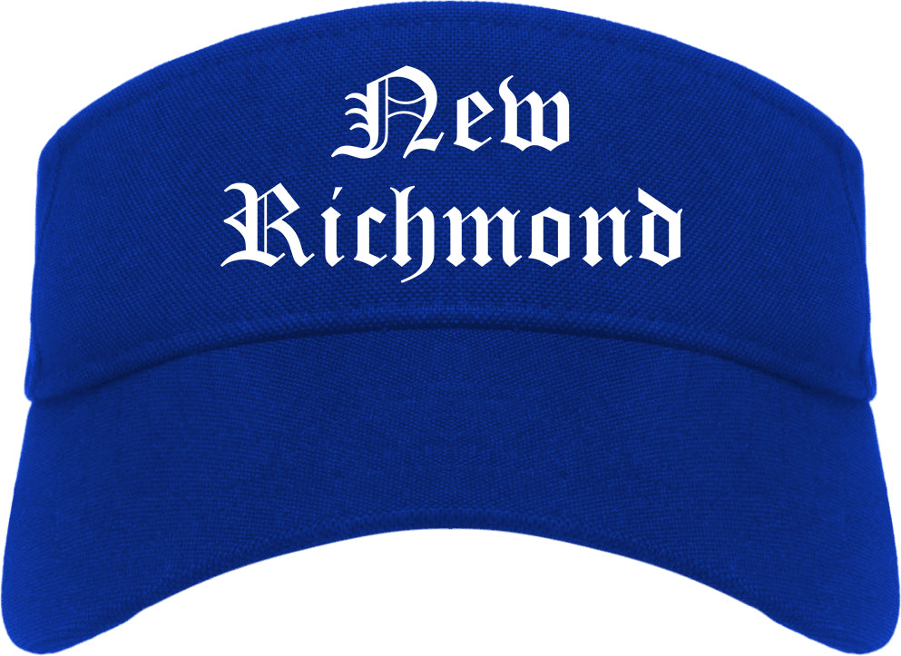 New Richmond Wisconsin WI Old English Mens Visor Cap Hat Royal Blue
