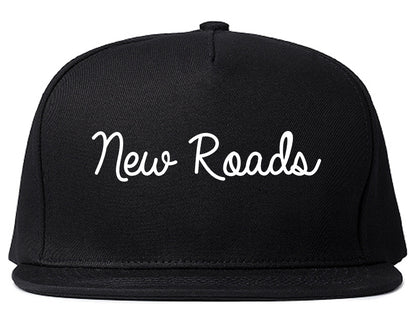 New Roads Louisiana LA Script Mens Snapback Hat Black