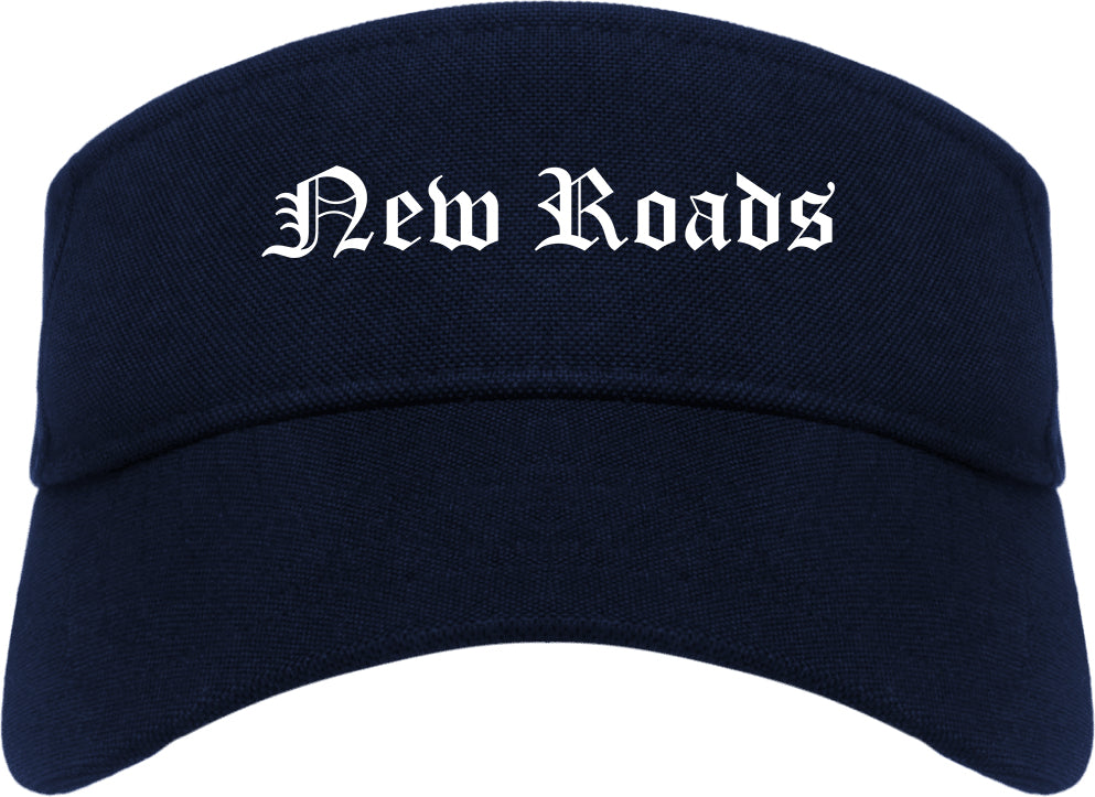 New Roads Louisiana LA Old English Mens Visor Cap Hat Navy Blue