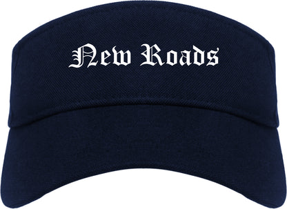 New Roads Louisiana LA Old English Mens Visor Cap Hat Navy Blue