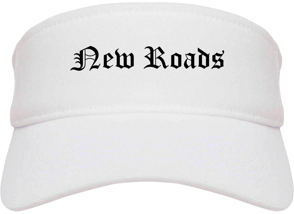 New Roads Louisiana LA Old English Mens Visor Cap Hat White