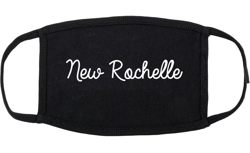 New Rochelle New York NY Script Cotton Face Mask Black