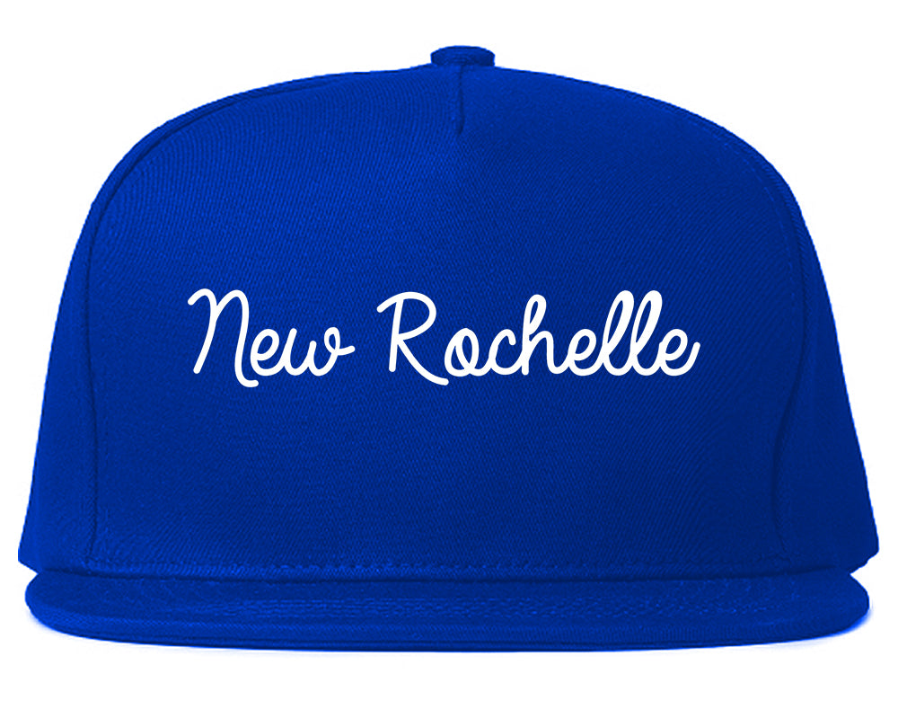 New Rochelle New York NY Script Mens Snapback Hat Royal Blue