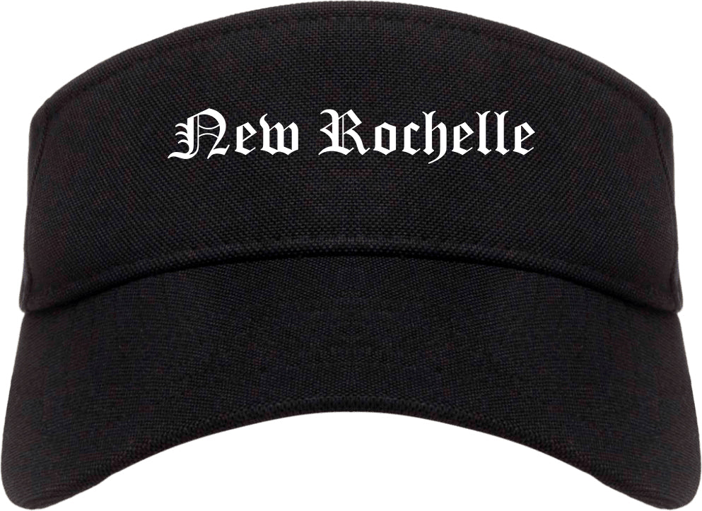 New Rochelle New York NY Old English Mens Visor Cap Hat Black