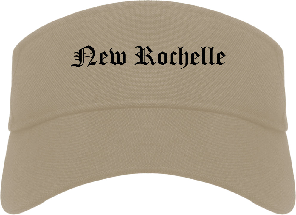 New Rochelle New York NY Old English Mens Visor Cap Hat Khaki